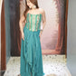 Morpankh Teal Corset Drape Skirt Set