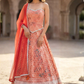 Noor-e-Ziya Rust Embroidered Lehenga Set