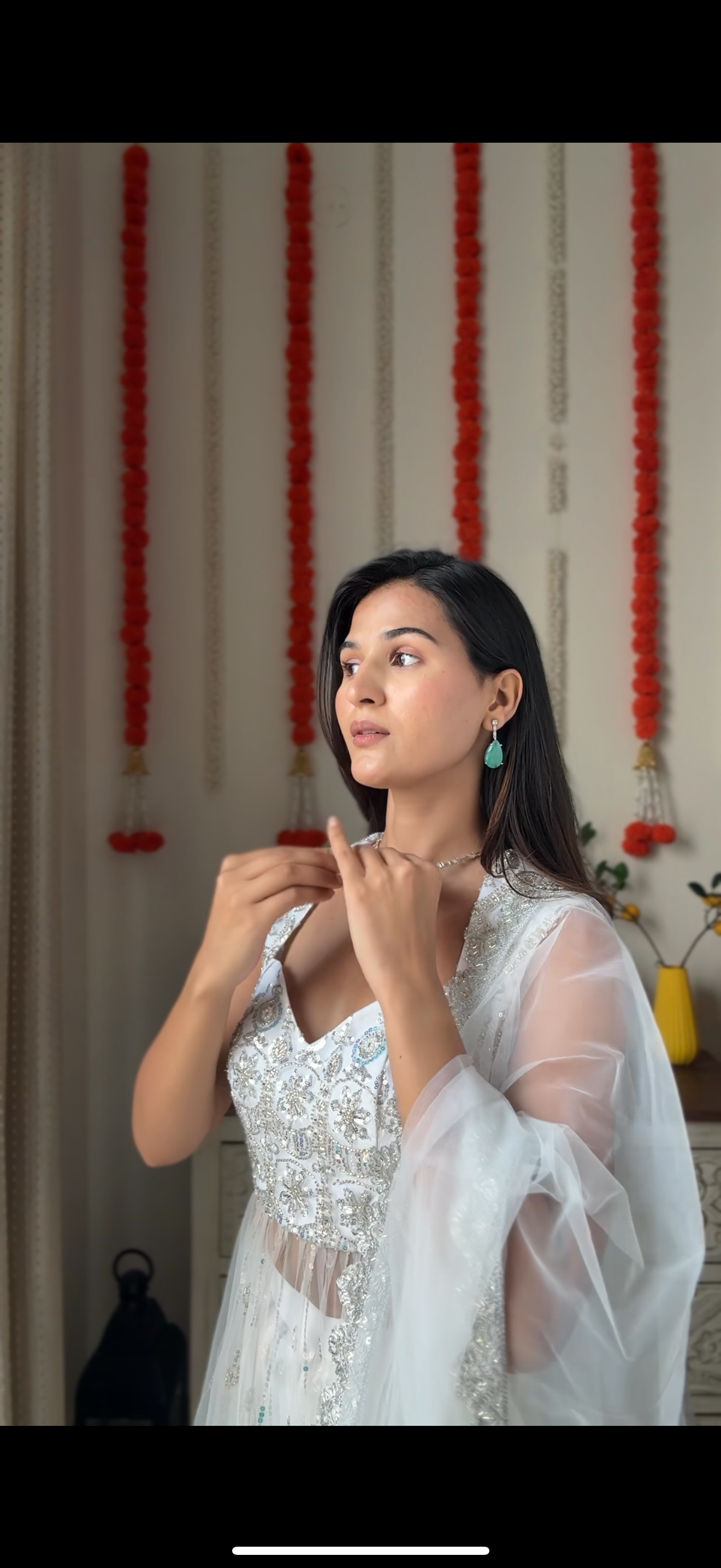 Moti White kurta Plazo with Dupatta