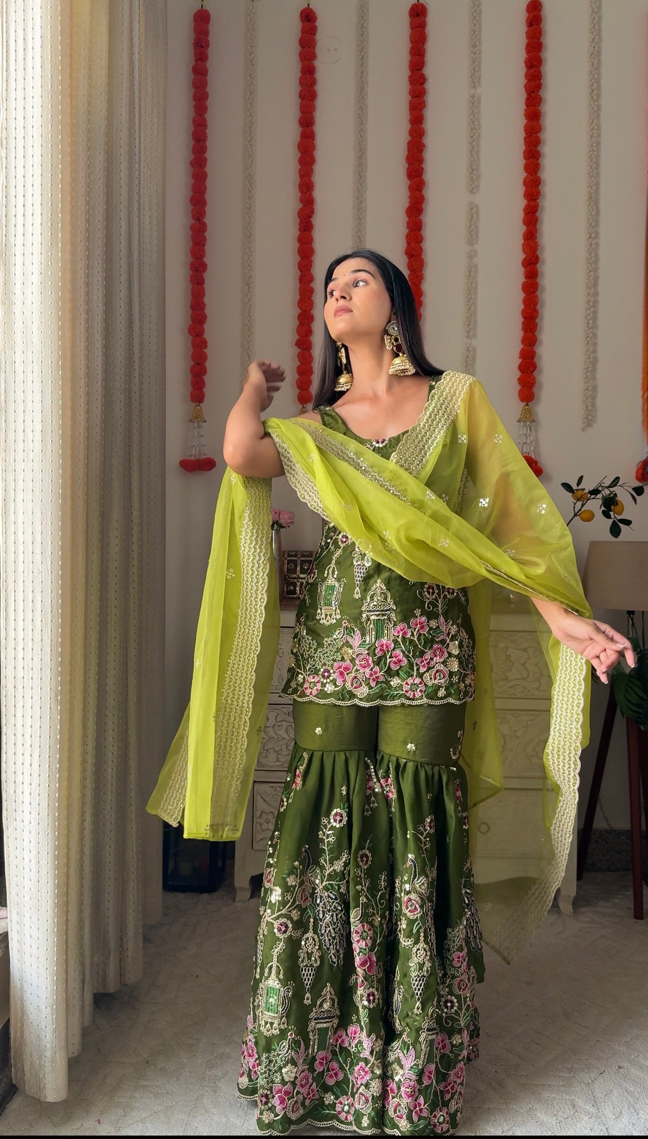 Jungle Green Sharara Kurta