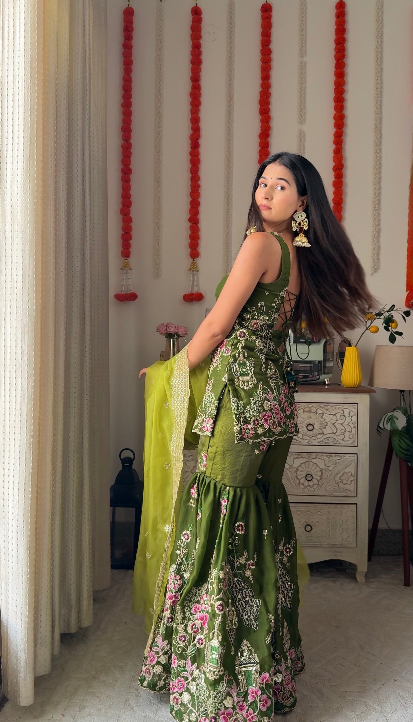 Jungle Green Sharara Kurta