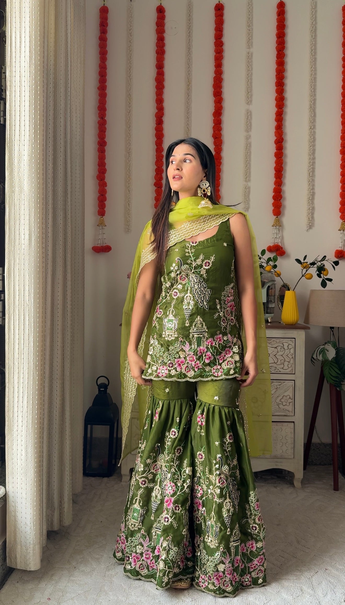 Jungle Green Sharara Kurta
