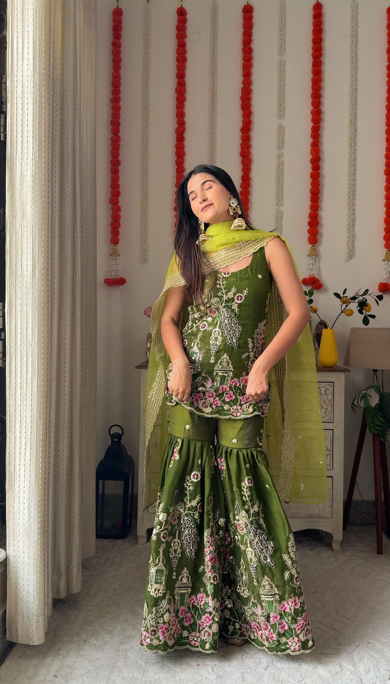 Jungle Green Sharara Kurta