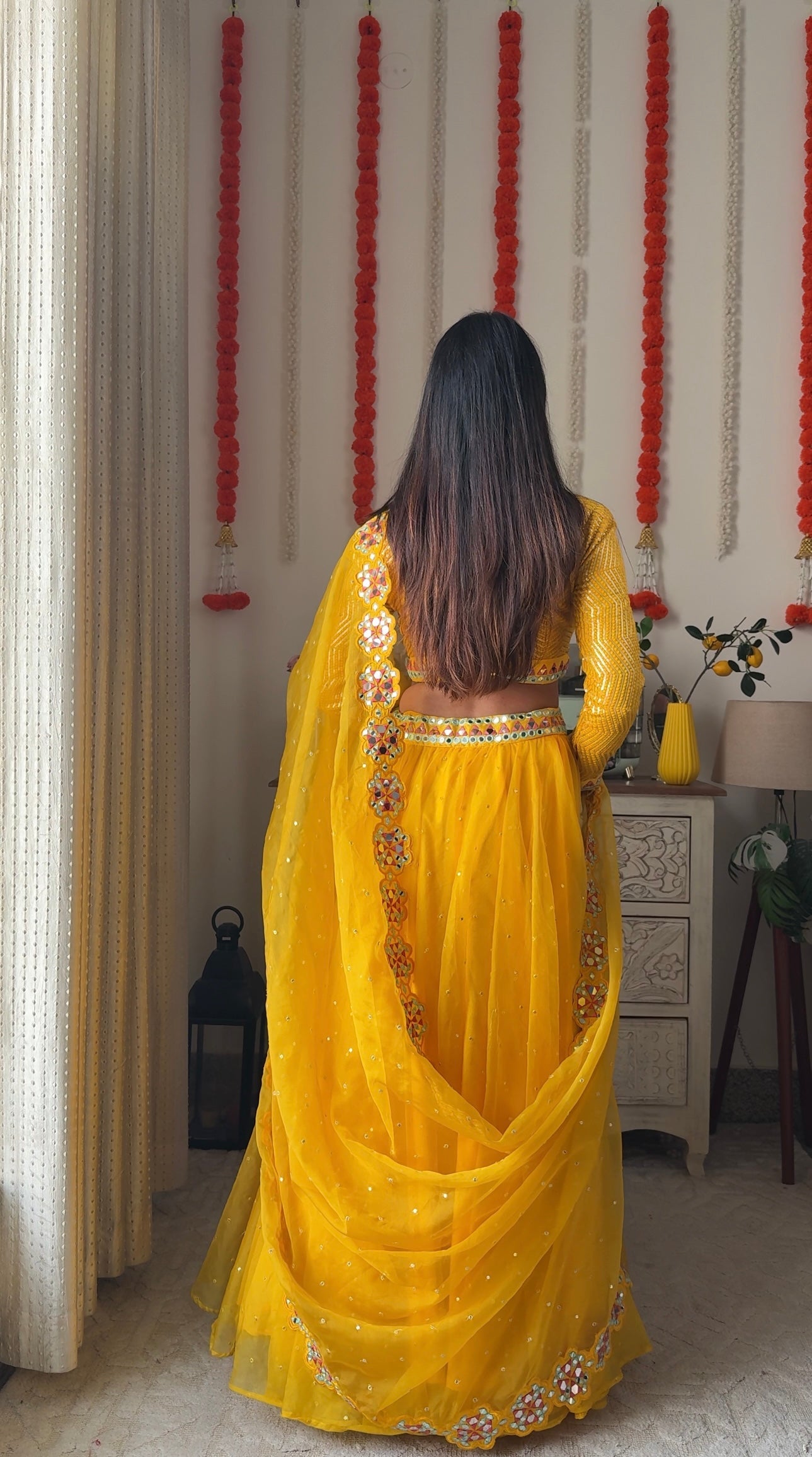 Saffron Gold Amber Lehanga Dupatta