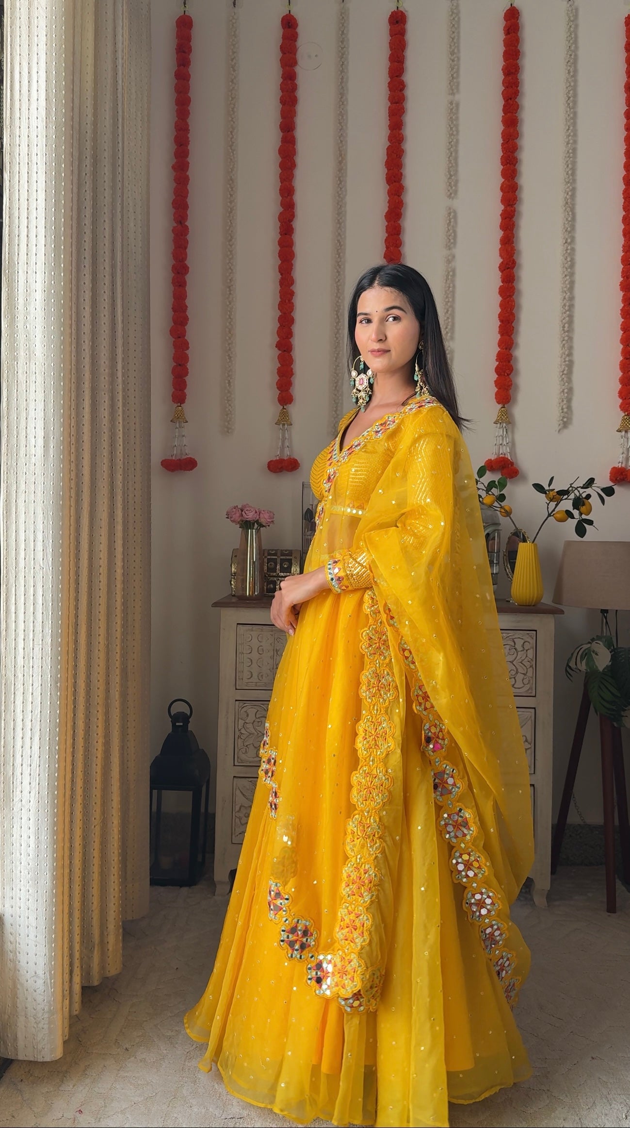 Saffron Gold Amber Lehanga Dupatta