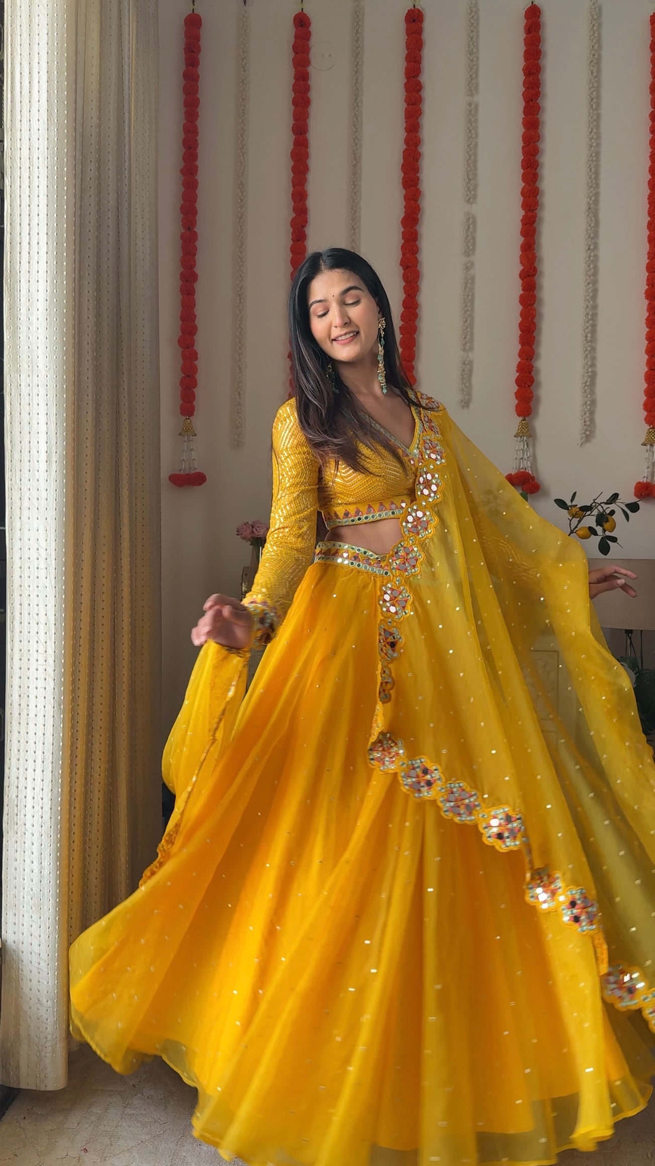 Saffron Gold Amber Lehanga Dupatta