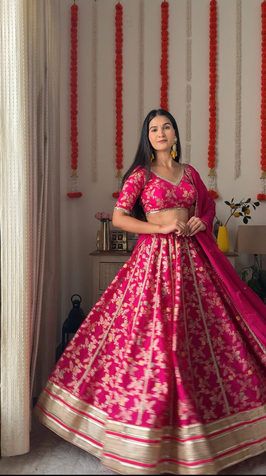 Rani Pink Blossom Lehanga Blouse Dupatta