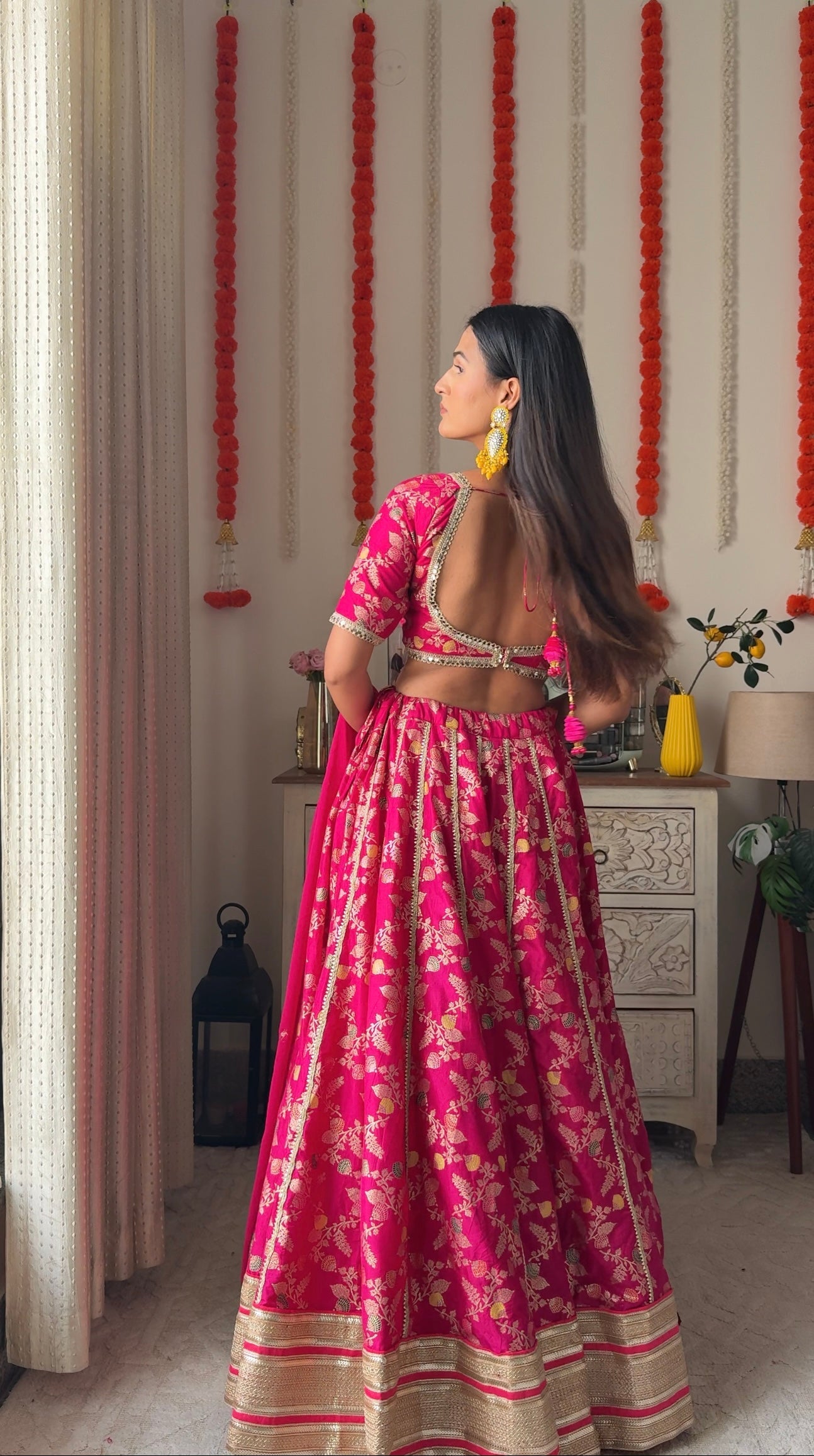 Rani Pink Blossom Lehanga Blouse Dupatta