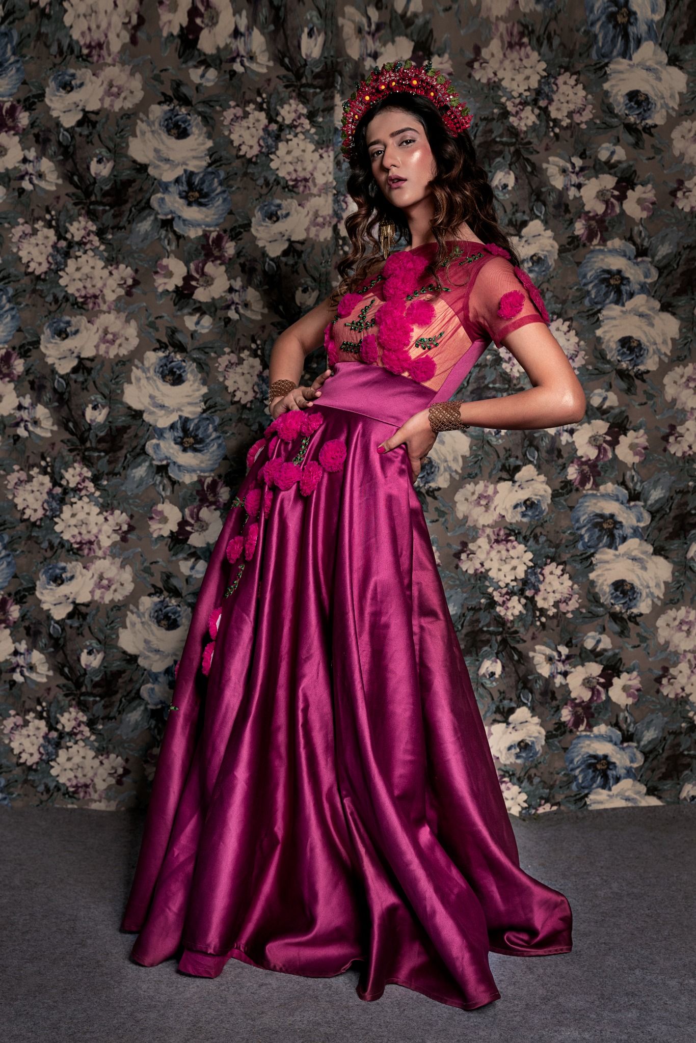 Magenta Floral Gown