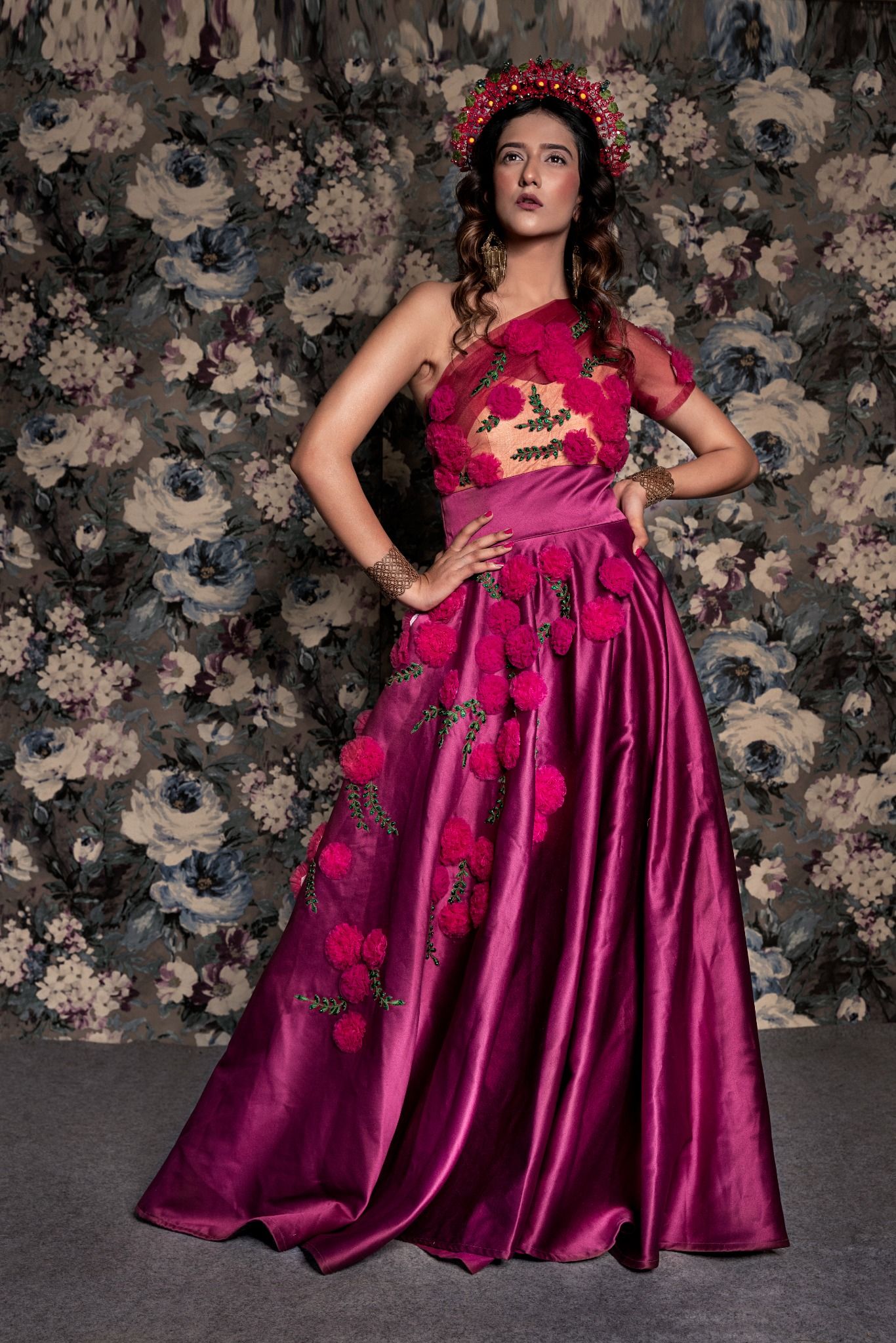 Magenta Floral Gown