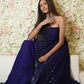 Blue Georgette Gown with Tassels Cape