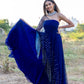 Blue Georgette Gown with Tassels Cape