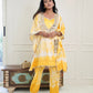 Yellow Batik Kaftan Kurta Set