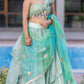 Green Ruffled Embroidered Lehenga - Kzari - The Design Studio
