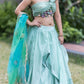 Green Ruffled Embroidered Lehenga - Kzari - The Design Studio