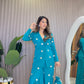 Ziva Teal Coin Mirror Wrap Co-ord Set
