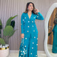 Ziva Teal Coin Mirror Wrap Co-ord Set