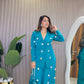 Ziva Teal Coin Mirror Wrap Co-ord Set