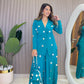 Ziva Teal Coin Mirror Wrap Co-ord Set