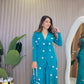 Ziva Teal Coin Mirror Wrap Co-ord Set