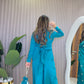 Ziva Teal Coin Mirror Wrap Co-ord Set