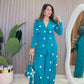 Ziva Teal Coin Mirror Wrap Co-ord Set
