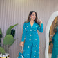 Ziva Teal Coin Mirror Wrap Co-ord Set