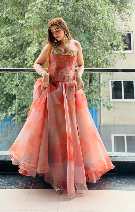 Floral Corset With Sequence
