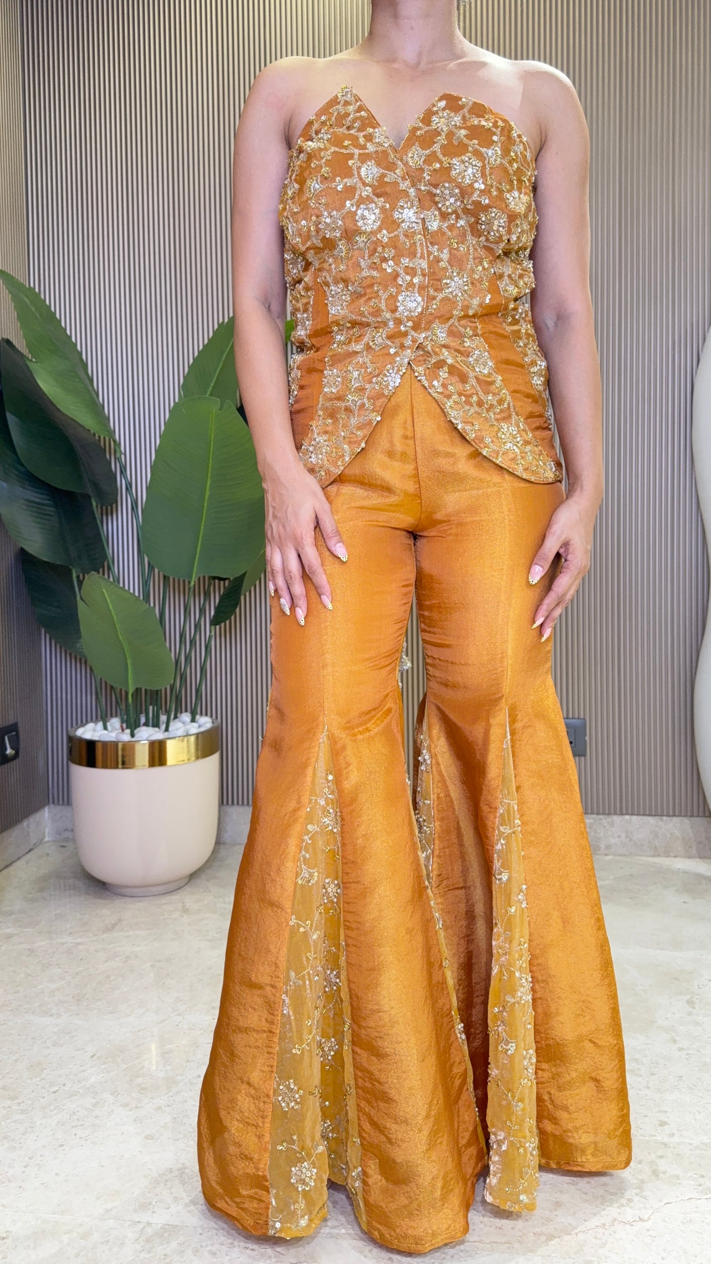 Marigold Muse Corset & Flared Pants Set