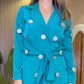 Ziva Teal Coin Mirror Wrap Co-ord Set