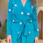 Ziva Teal Coin Mirror Wrap Co-ord Set