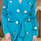 Ziva Teal Coin Mirror Wrap Co-ord Set