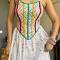 White Multi Embroidery Corset with Skirt