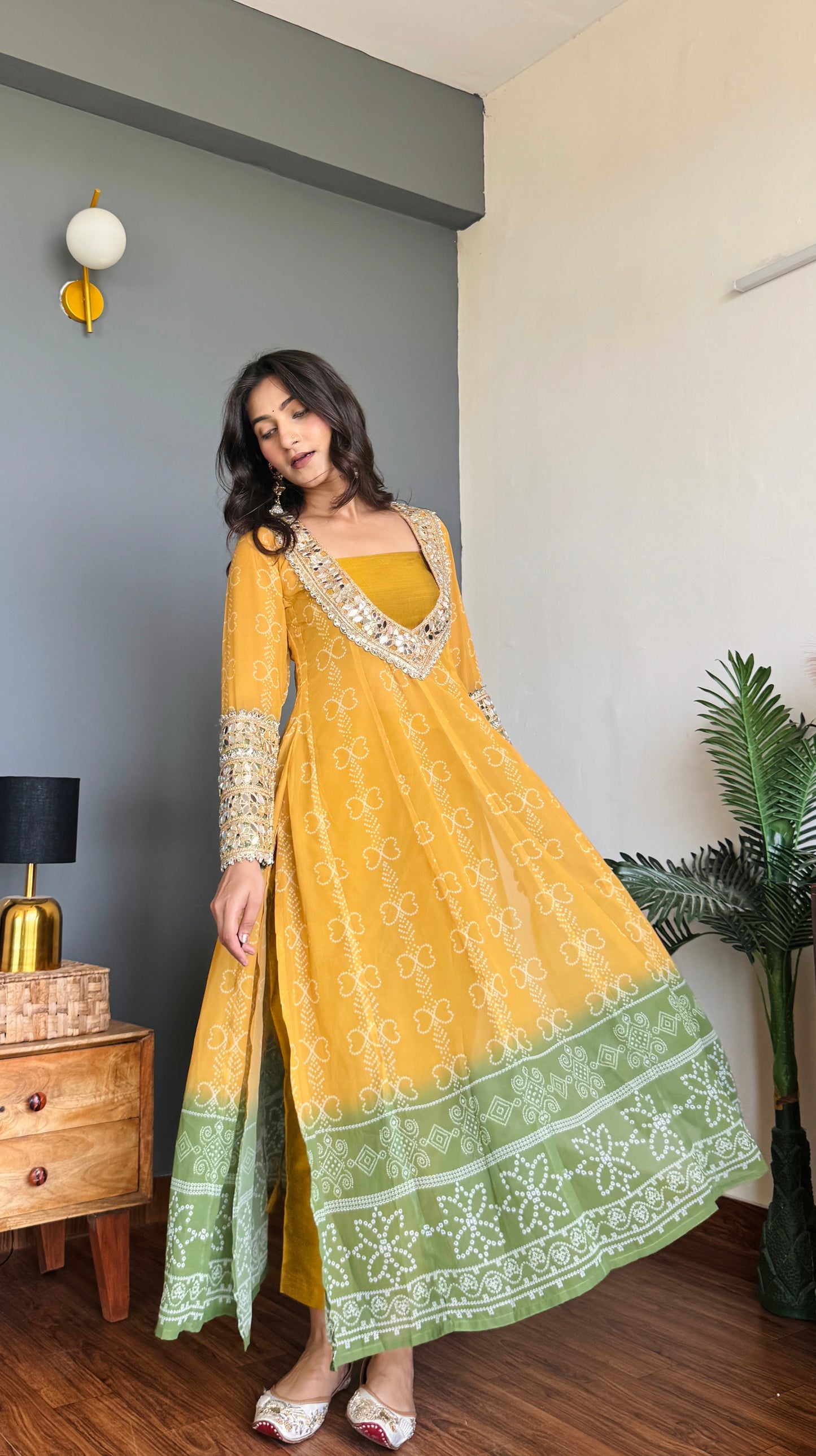Lime Pistachio Mirro Kurta Pant