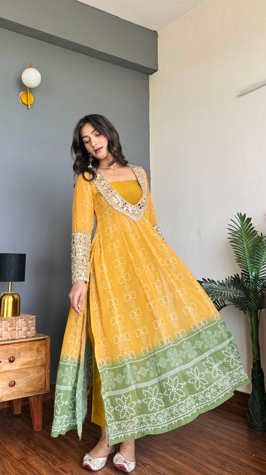 Lime Pistachio Mirro Kurta Pant