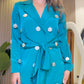 Ziva Teal Coin Mirror Wrap Co-ord Set