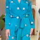 Ziva Teal Coin Mirror Wrap Co-ord Set