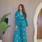 Ziva Teal Coin Mirror Wrap Co-ord Set