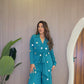 Ziva Teal Coin Mirror Wrap Co-ord Set
