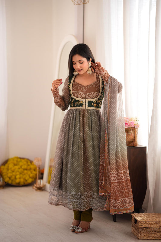Zohra Earth Luxe Silk Jacket Anarkali Set