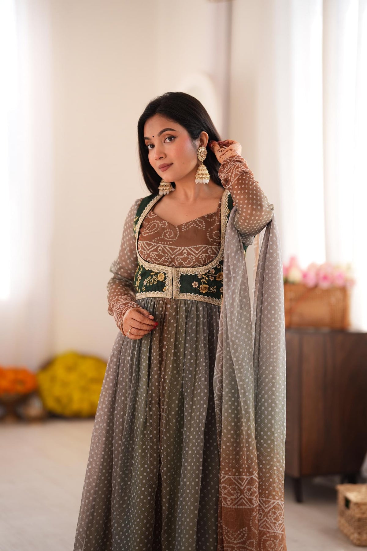 Zohra Earth Luxe Silk Jacket Anarkali Set