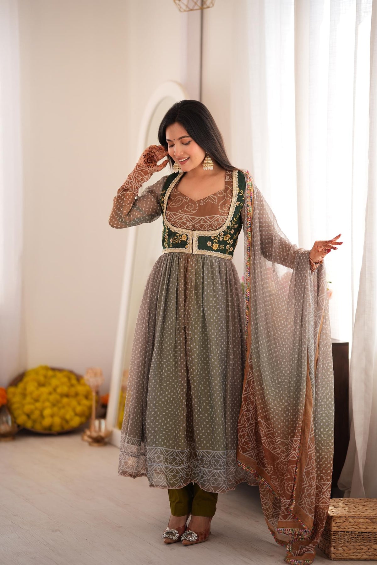 Zohra Earth Luxe Silk Jacket Anarkali Set