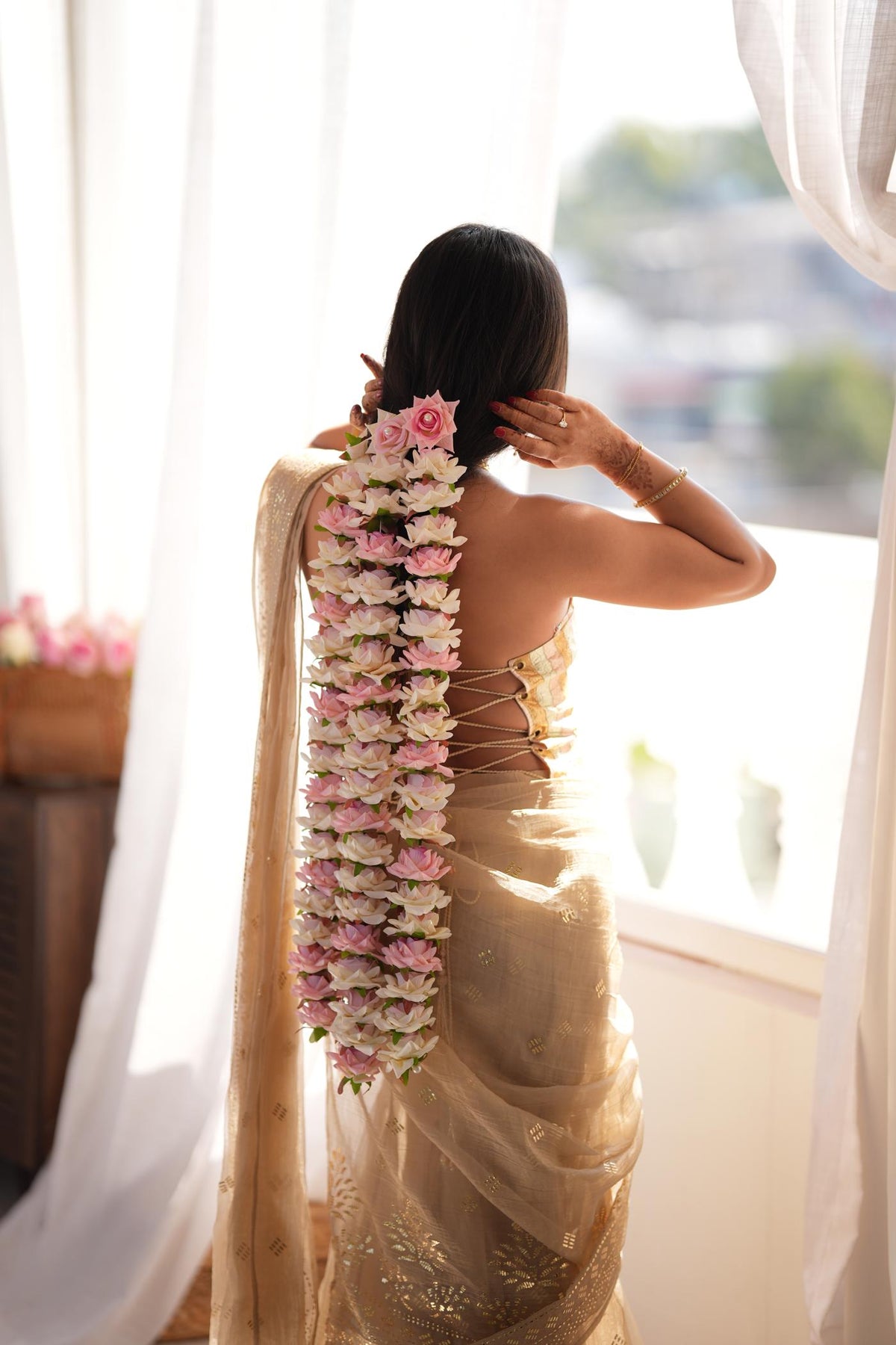 Champagne Grace Golden Foil Fish-Cut Skirt Set
