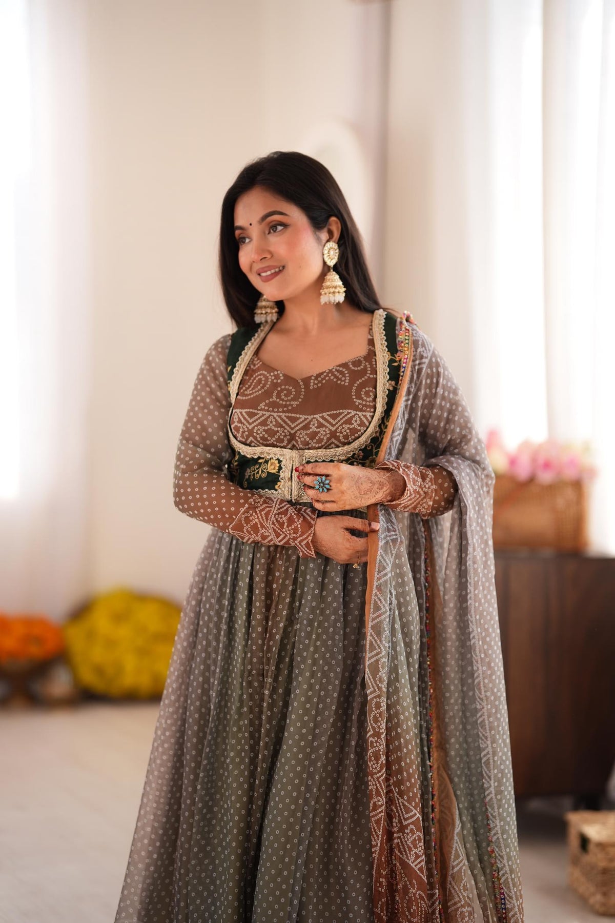 Zohra Earth Luxe Silk Jacket Anarkali Set