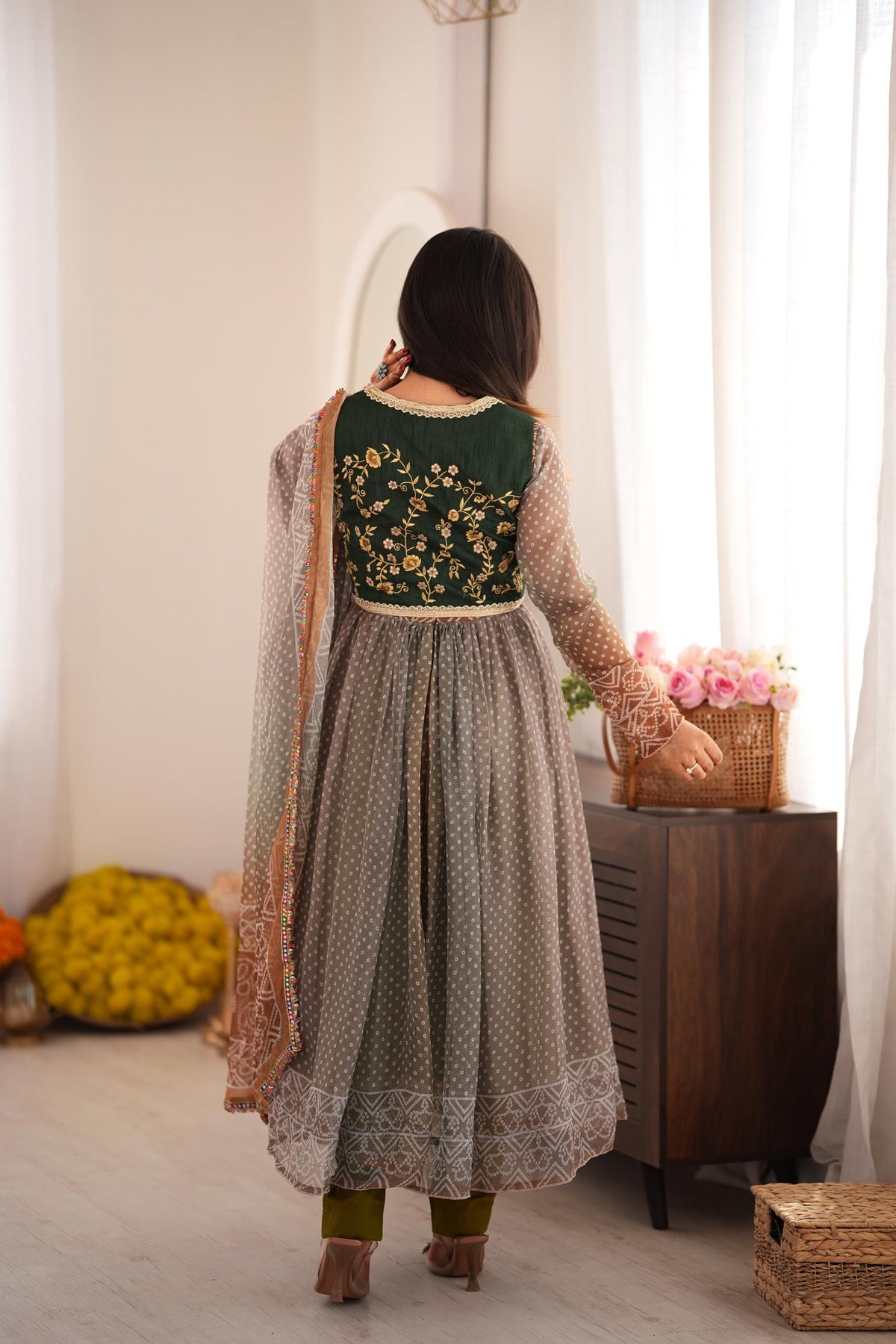 Zohra Earth Luxe Silk Jacket Anarkali Set