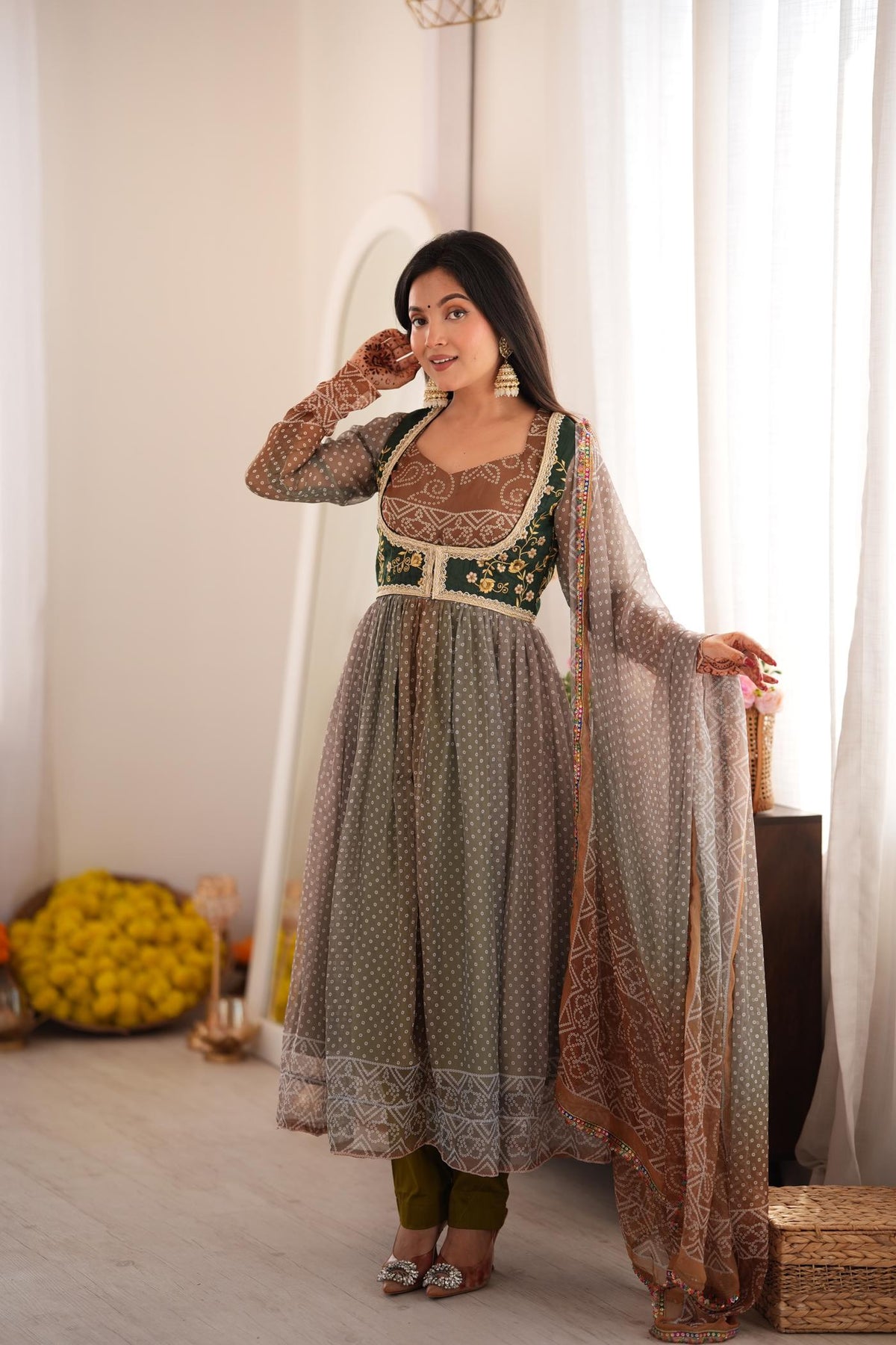 Zohra Earth Luxe Silk Jacket Anarkali Set