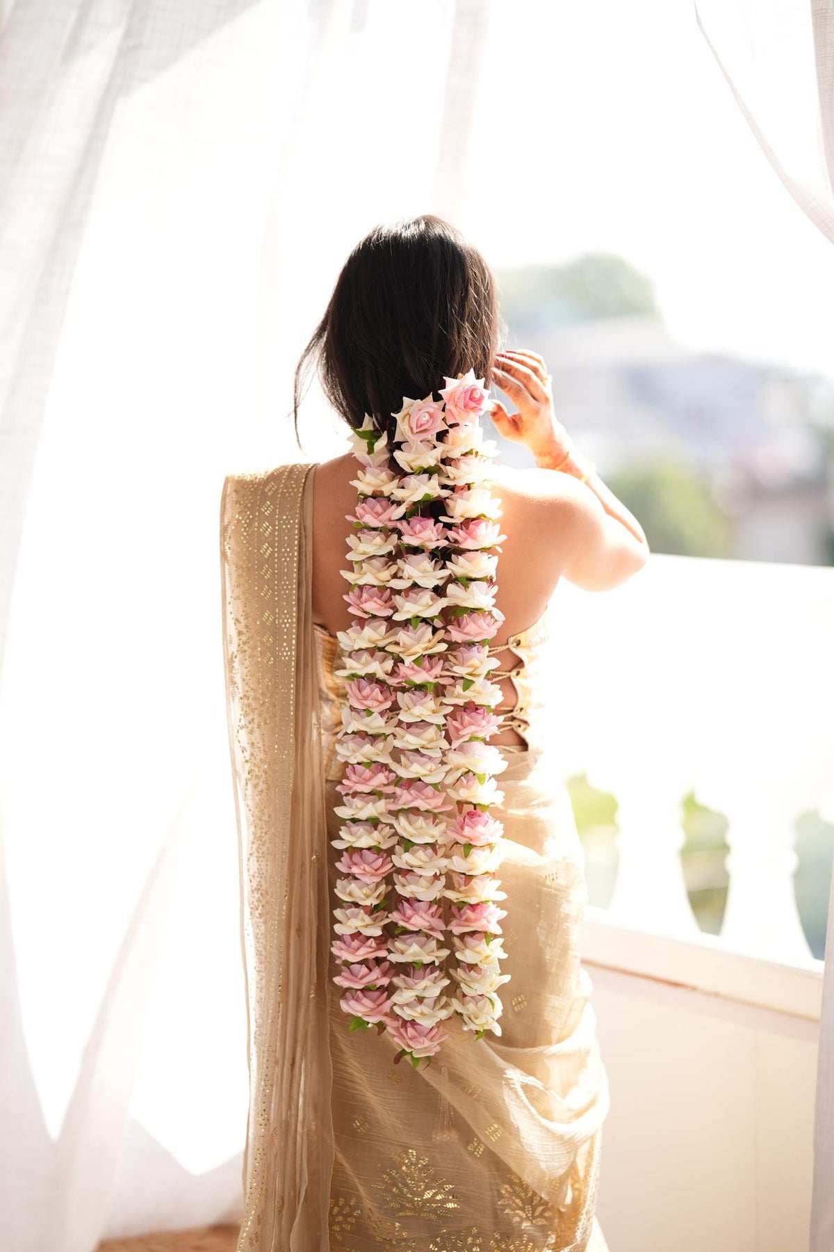 Champagne Grace Golden Foil Fish-Cut Skirt Set