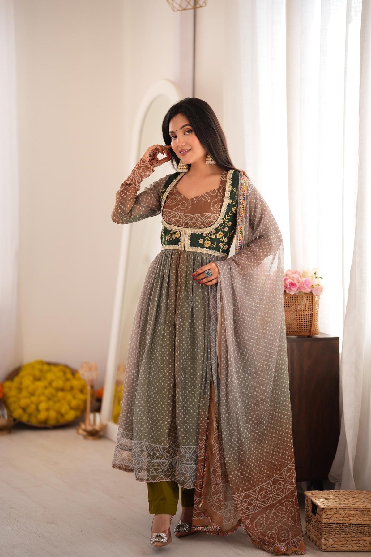 Zohra Earth Luxe Silk Jacket Anarkali Set
