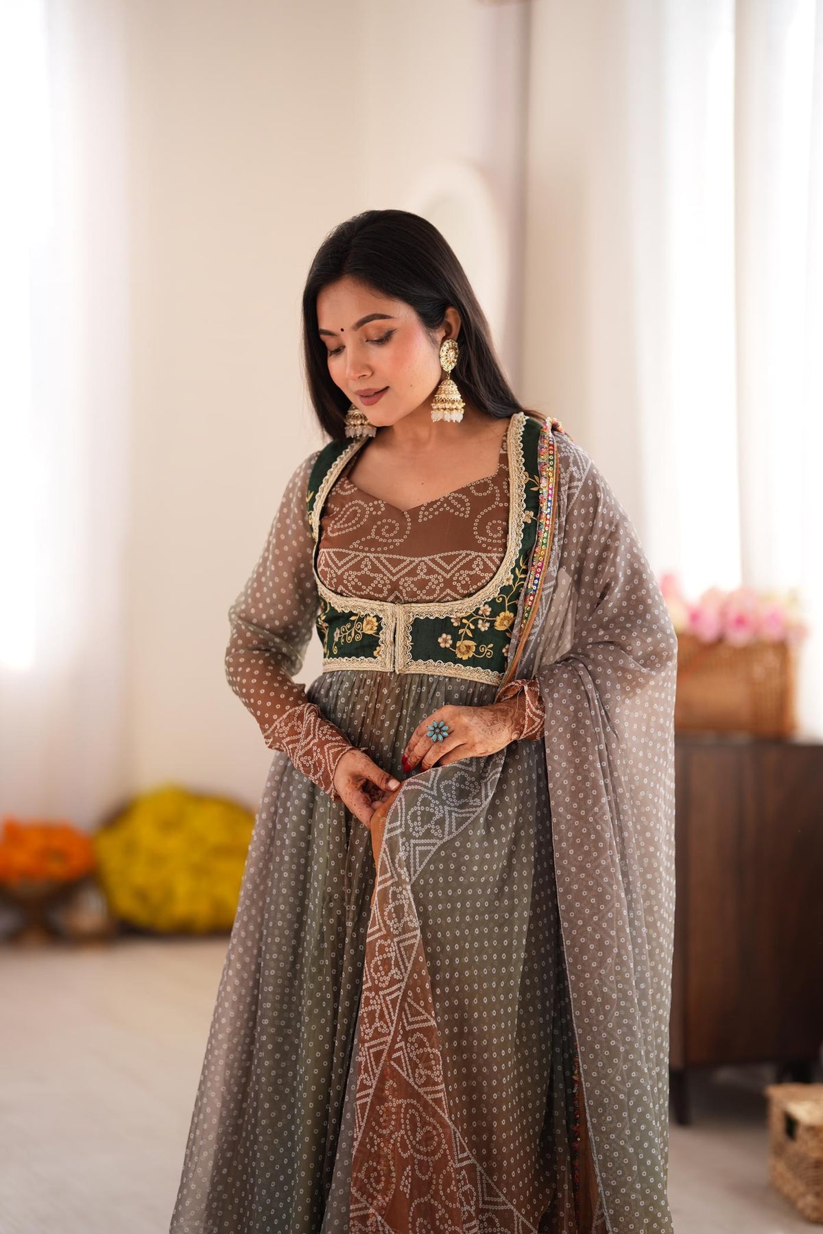 Zohra Earth Luxe Silk Jacket Anarkali Set