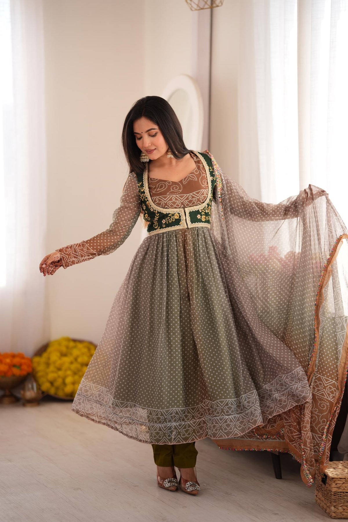 Zohra Earth Luxe Silk Jacket Anarkali Set